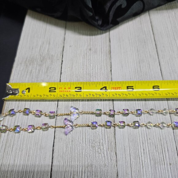 Handcrafted Whimsical Iridescent Butterfly Purple and Gold Rosary Christmas Gift - Picture 8 of 11